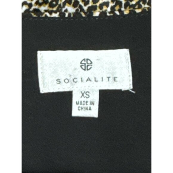 SOCIALITE Size XS Black Leopard Print Spaghetti Strap Bodysuit Stretch Mesh Back - Picture 7 of 11